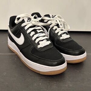Nike Women’s custom Air Force Ones Black and White Sneakers with Gum Sole